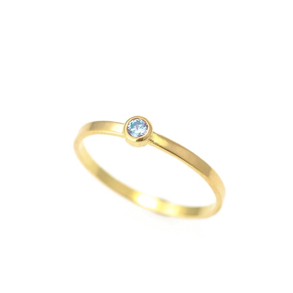 Gold Blue Tourmaline Solitaire Ring by Nelly Creative Studios