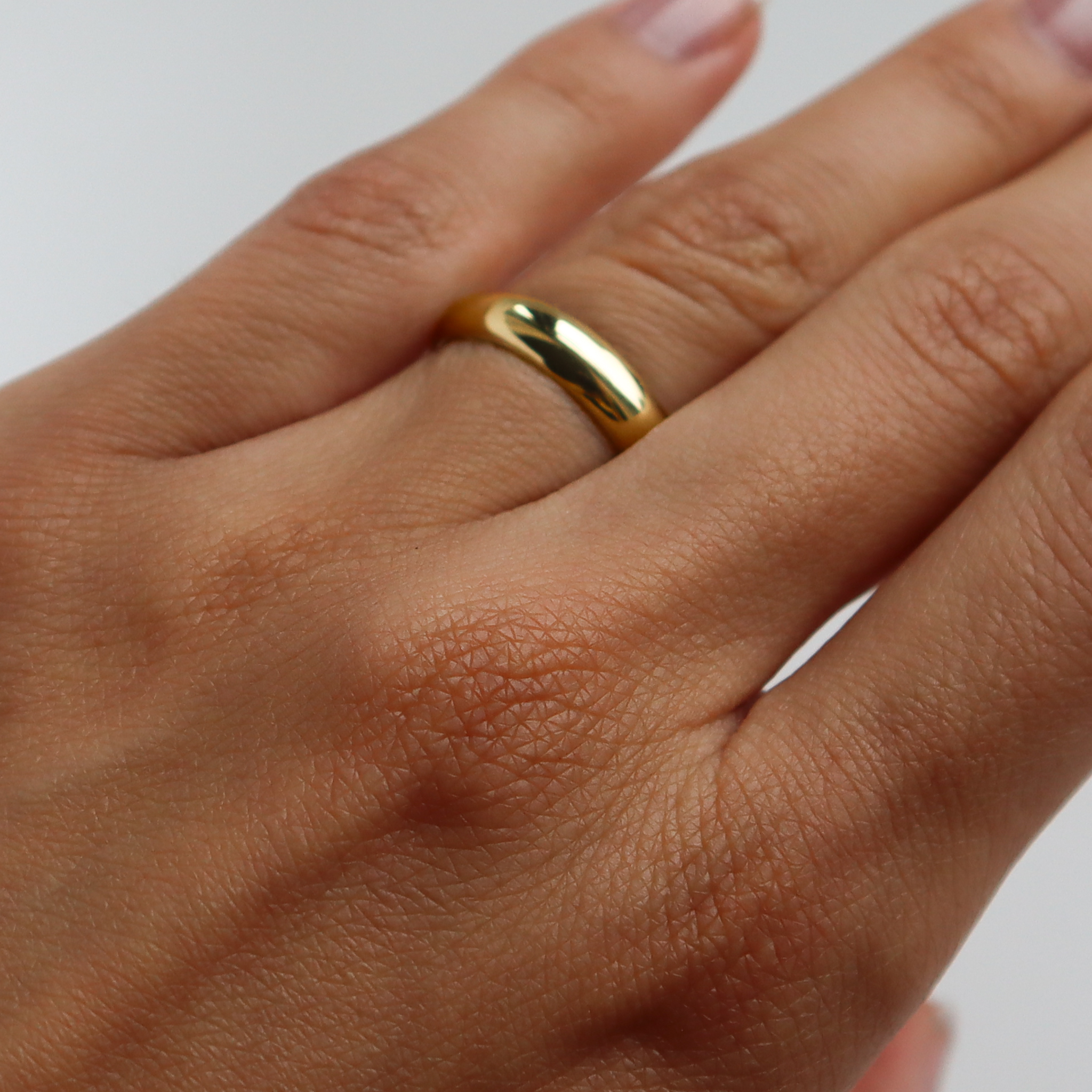 Gold Half Round Wedding Band worn