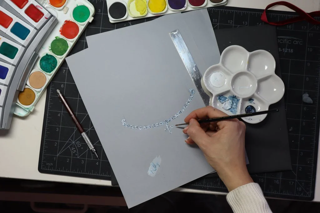 The sketch phase gouache rendering blueprint for the workshop by Nelly Creative Studios