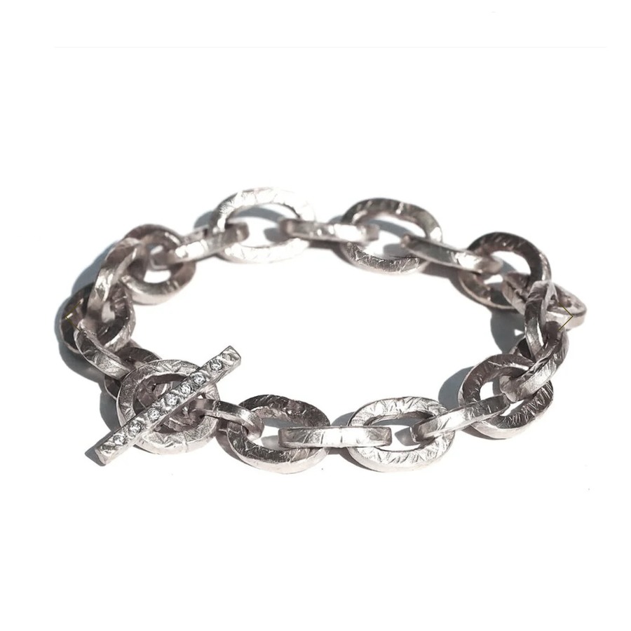 Medium White Gold and Diamond Link Bracelet by Nelly Creative Studios