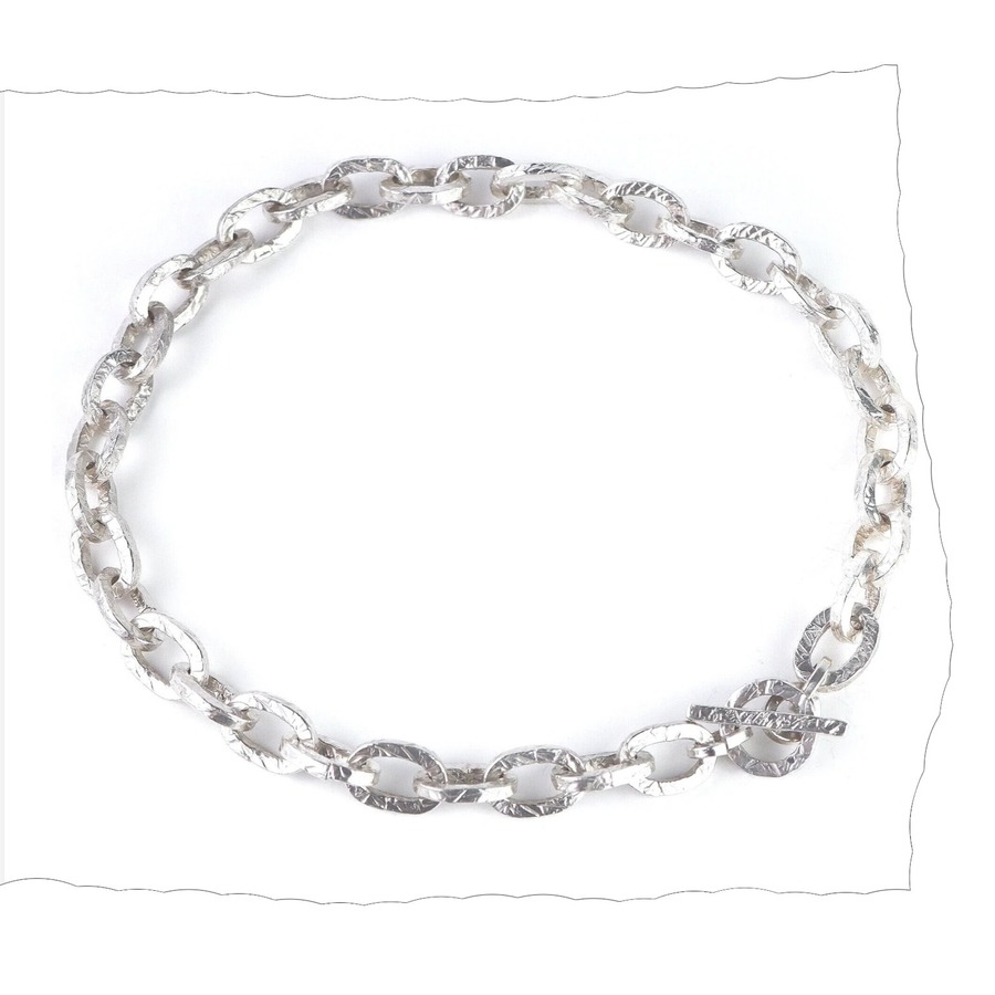 Silver Hammered Link Necklace by Nelly Creative Studios
