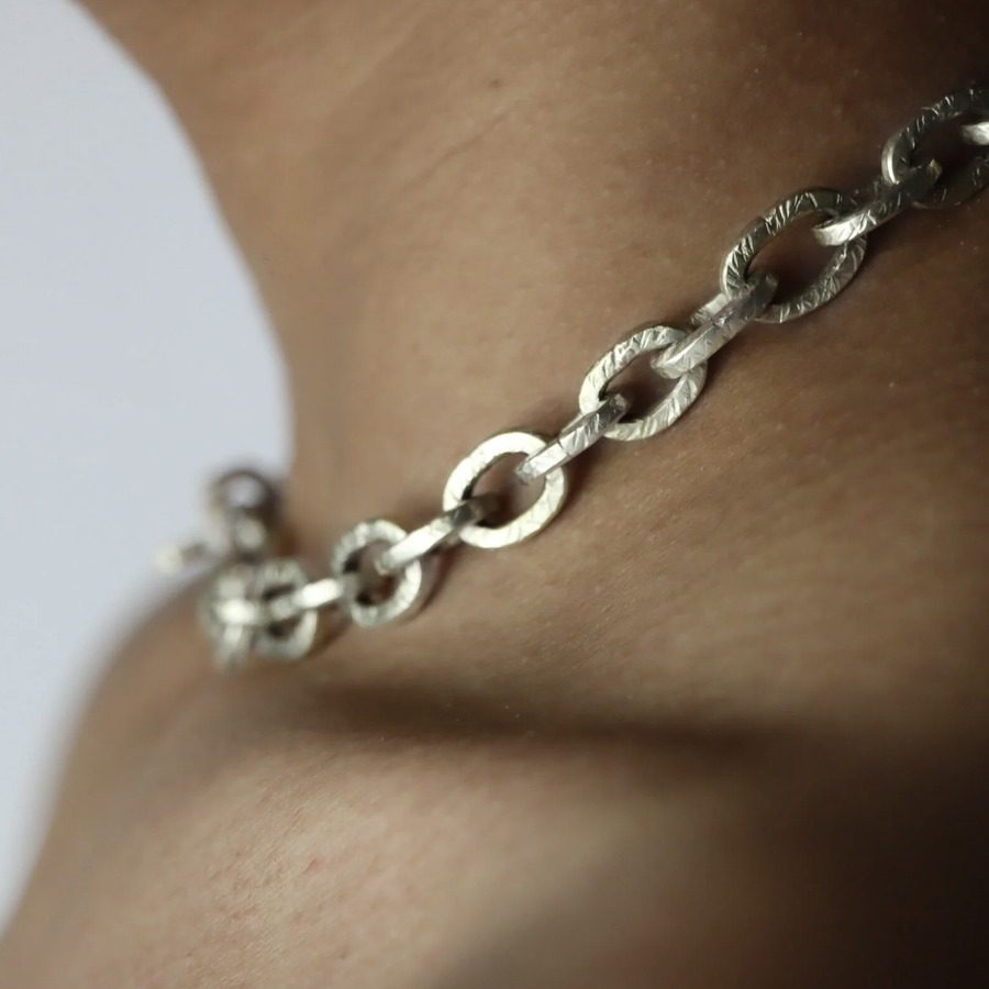 Medium White Gold and Diamond Links Necklace by Nelly Creative Studios